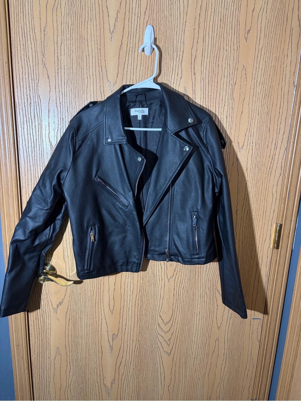 Charlotte Russe Black Faux Leather Moto Jacket